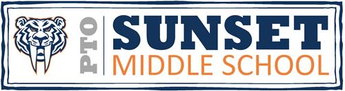 Sunset Middle School PTO logo including a Saber tiger.
